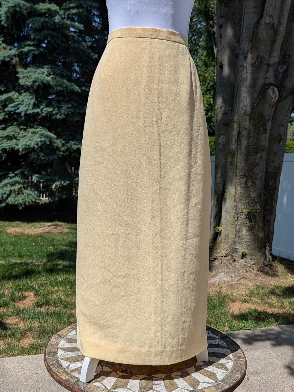 NEW Maxi Skirt Pale Yellow Rayon Blend Sz 12 Petite Lined Wedding Formal Fancy
